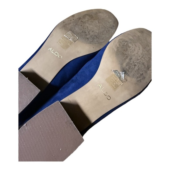 Aldo Low Block Heel Velvet Royal Blue Heels Size 9.5 Women Business Office Siren - Picture 4 of 6